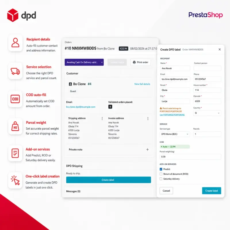 Izrada DPD naljepnice u PrestaShop administraciji